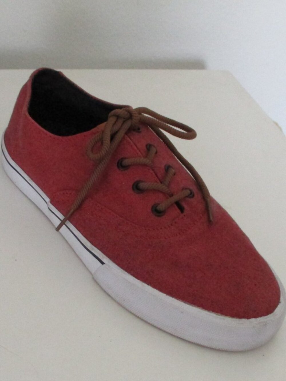 Supra Mens Cinnamon Red Textile Lace-up Low-Top Flat Casual Sneaker - Size 9M
